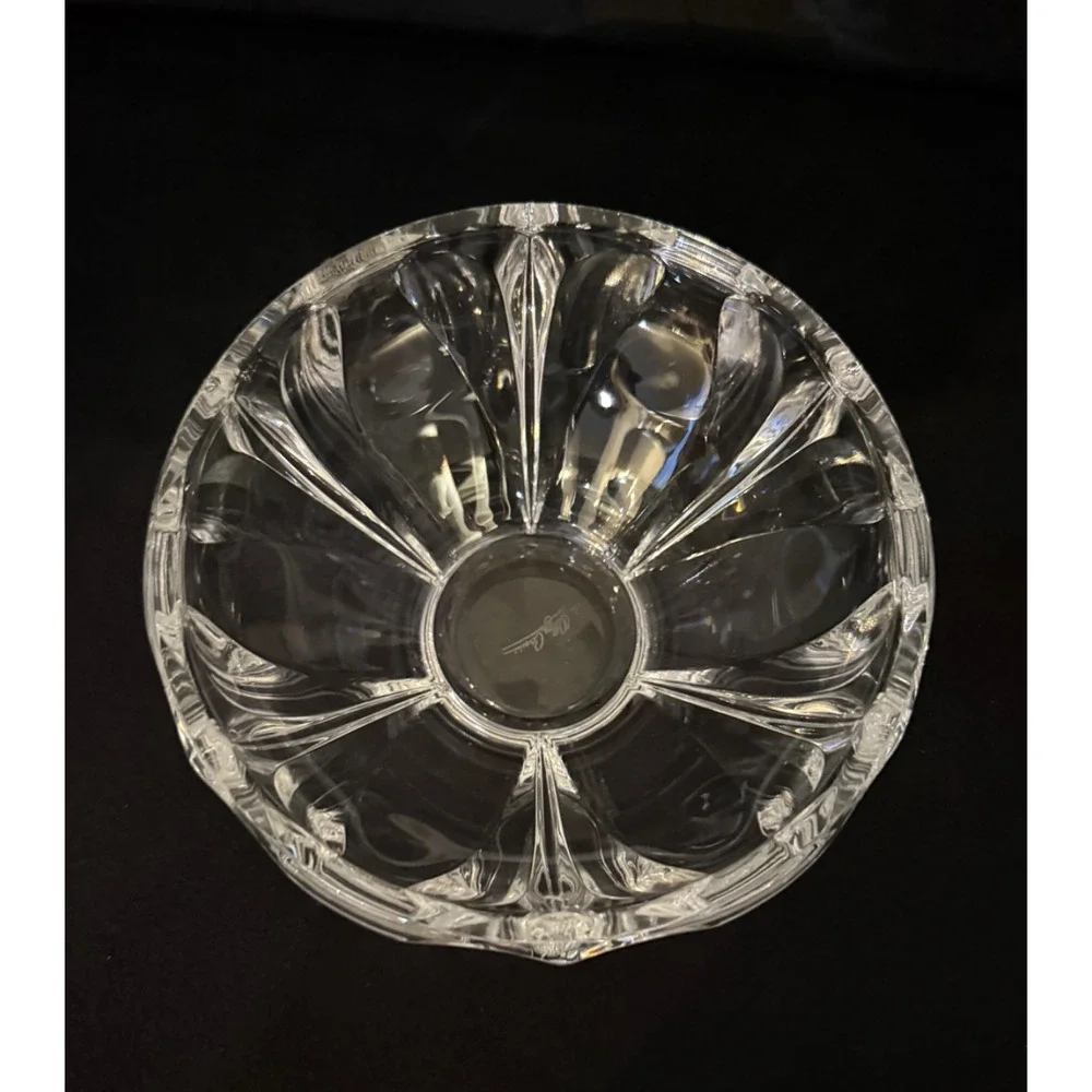 🌟 Vintage Signed Art Glass Bowl | Etched Cut Crystal Style | 5.75